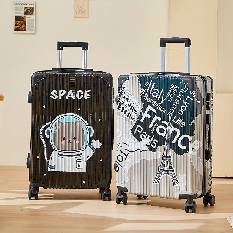 Fashion Graffiti 24-Inch Large Capacity Luggage with Spinner Wheels, TSA Lock