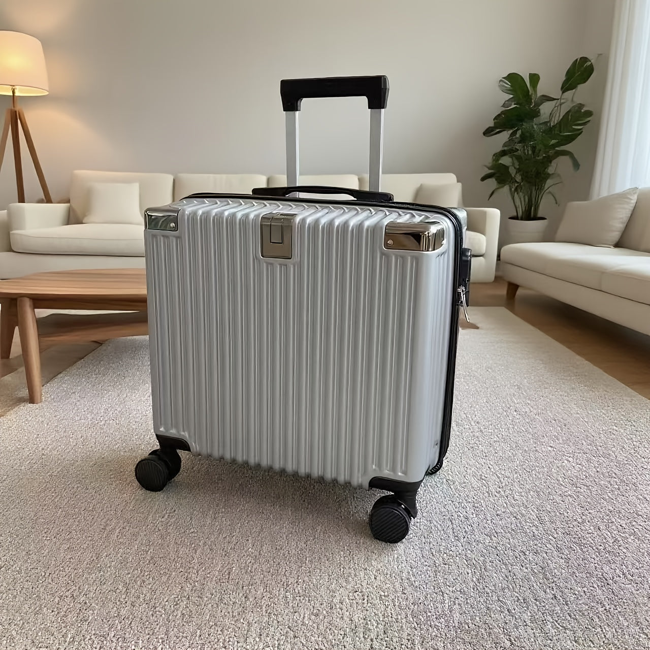 18-Inch Stylish Mini Trolley Suitcase with Three-Section Design