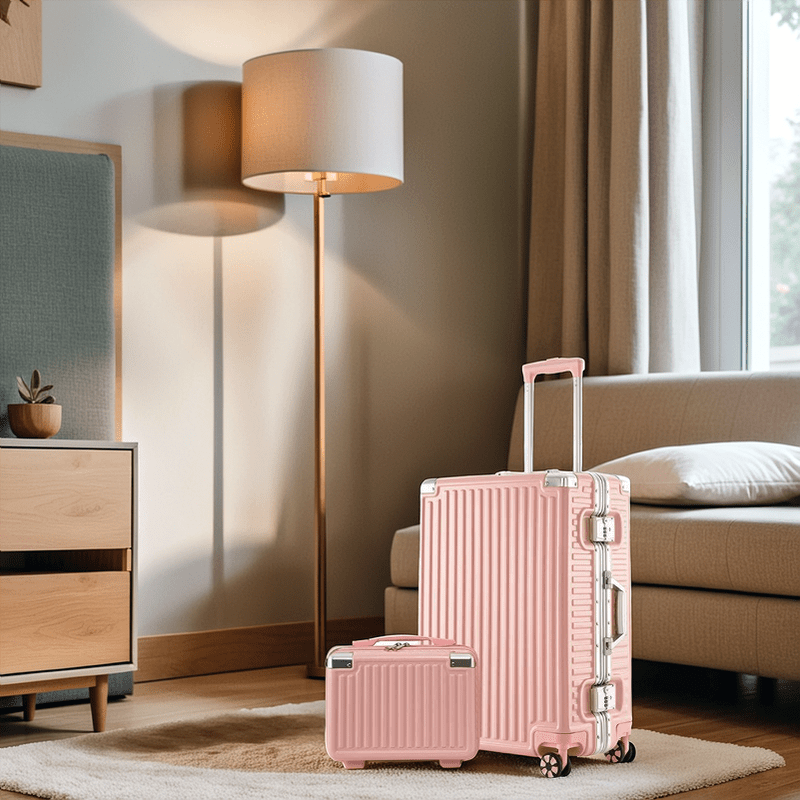 20-inch Aluminum Frame Carry-On Suitcase - Light Luxury ABS Hardshell Luggage with Password Lock
