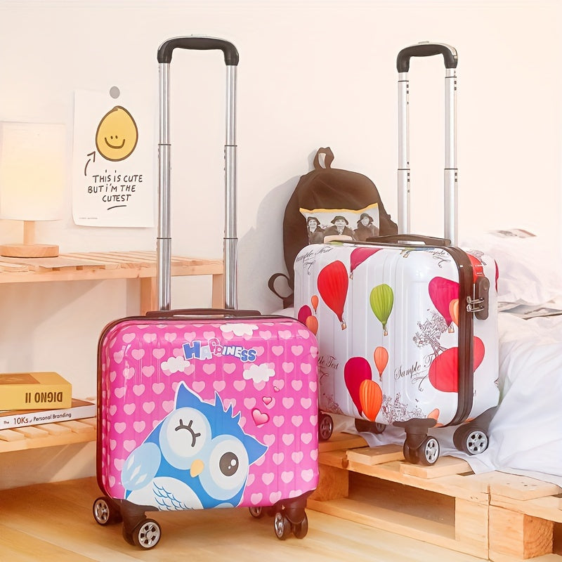 Cute Mini 18-Inch Spinner Suitcase with Silent Wheels – Adorable Animal & Food Design