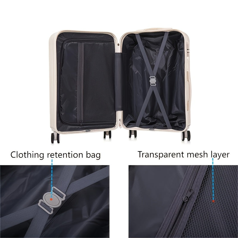 2pcs set of zipper suitcases, with universal wheels, USB charging, cup holder