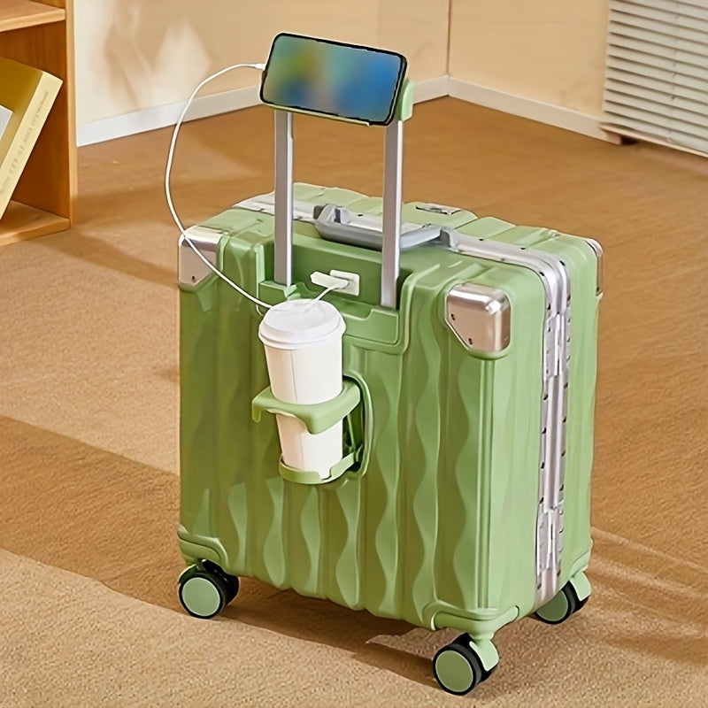 1pc new 18-inch boarding suitcase, high-value colorful aluminum frame buckle lock password box