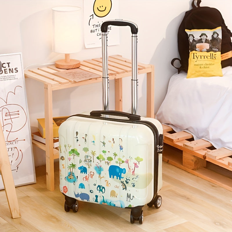 Cute Mini 18-Inch Spinner Suitcase with Silent Wheels – Adorable Animal & Food Design