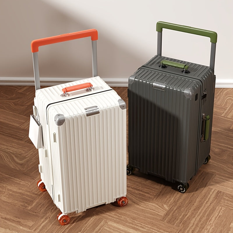 Wide Pull Handle Zipper PC Material Transparent Wheel Combination Lock Suitcase Handle with Cup Holder Travel Box Suitable for Moving and Travel Use