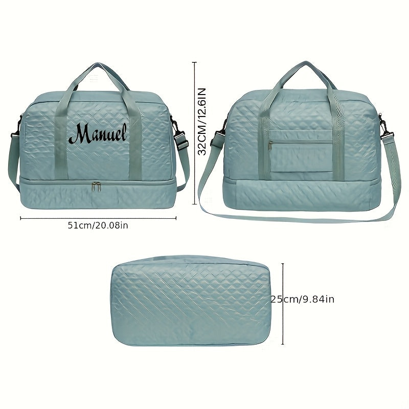 Personalized Quilted Travel Luggage Bag with Custom Name, Women'S Check-In Bag