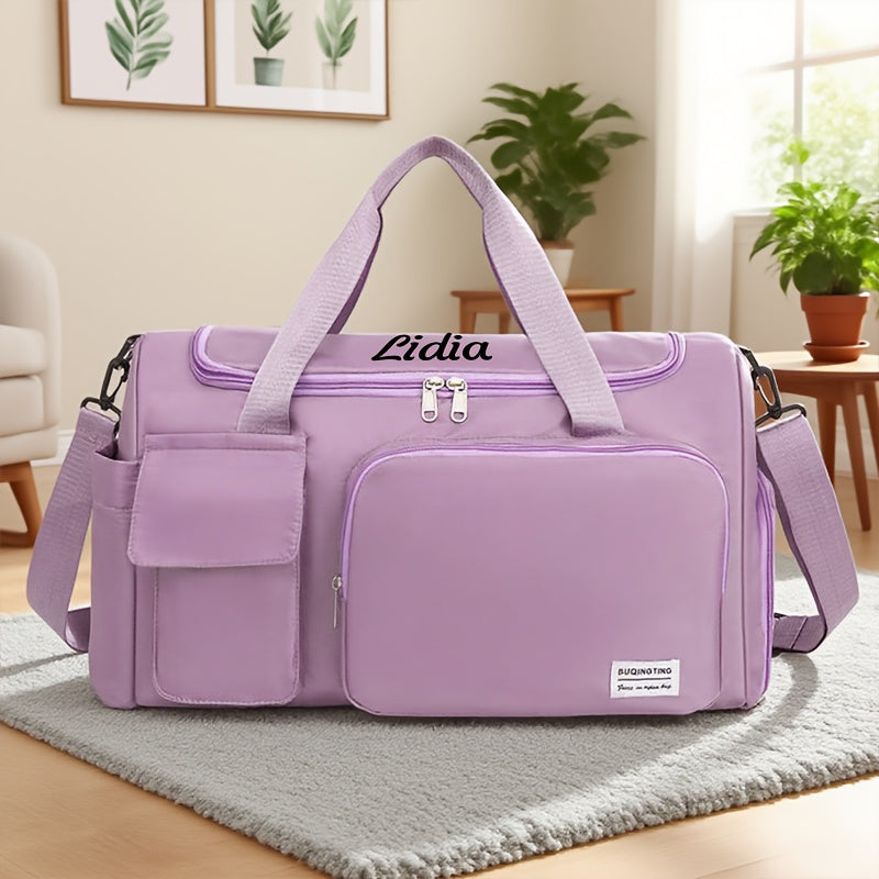 1pc Custom Name Embroidered Luggage Bag with Multiple Compartments for Easy Storage