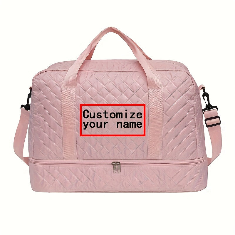 Personalized Quilted Travel Luggage Bag with Custom Name, Women'S Check-In Bag
