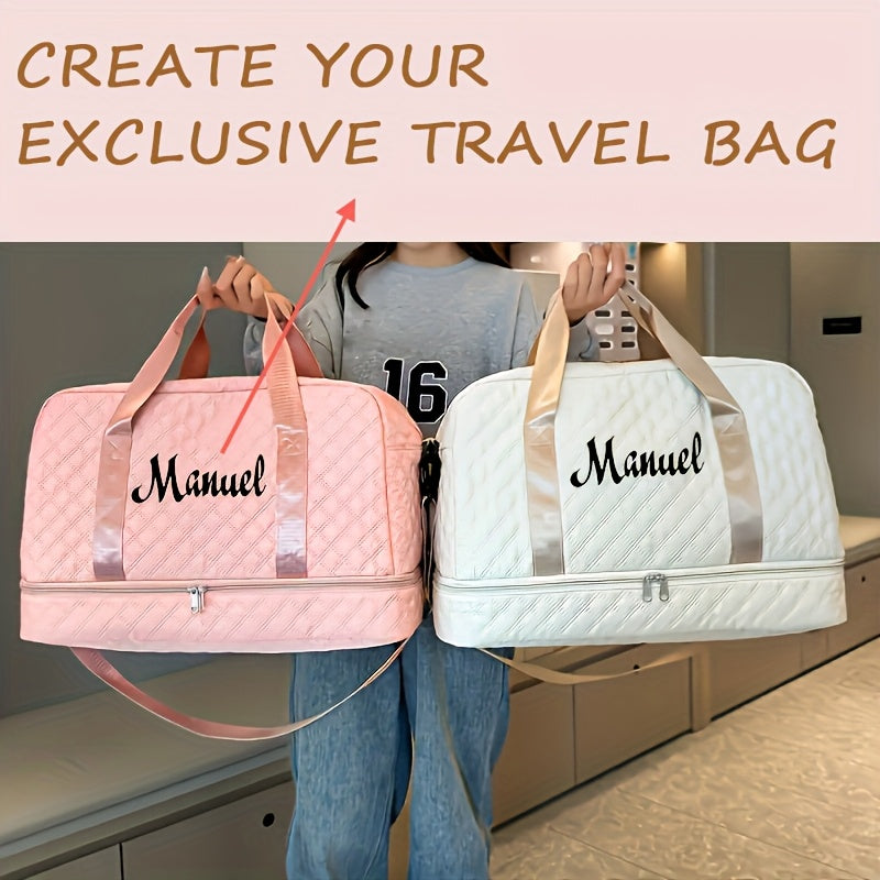 Personalized Quilted Travel Luggage Bag with Custom Name, Women'S Check-In Bag