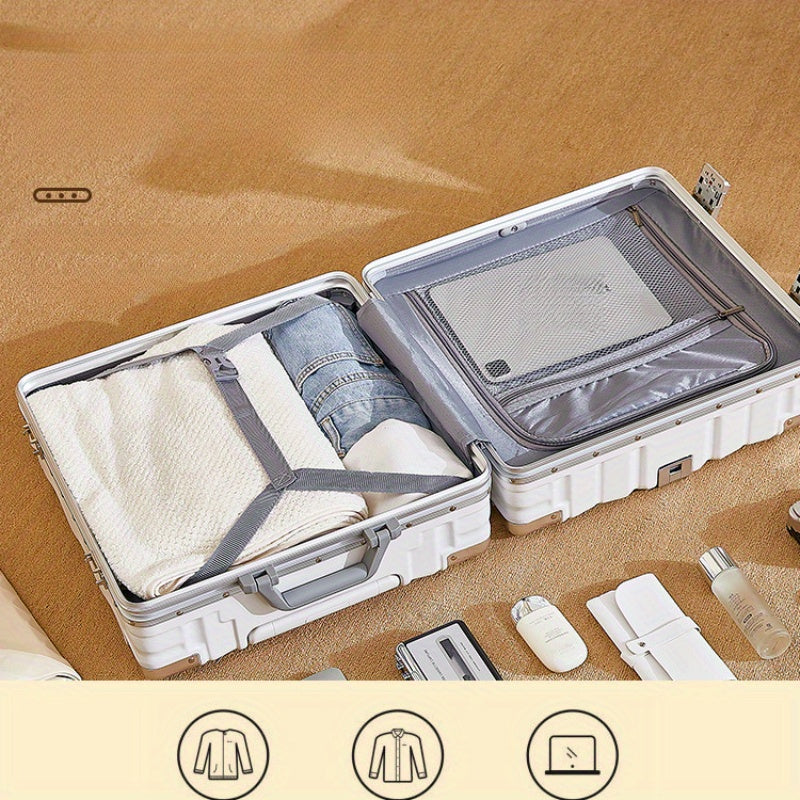 1pc new 18-inch boarding suitcase, high-value colorful aluminum frame buckle lock password box