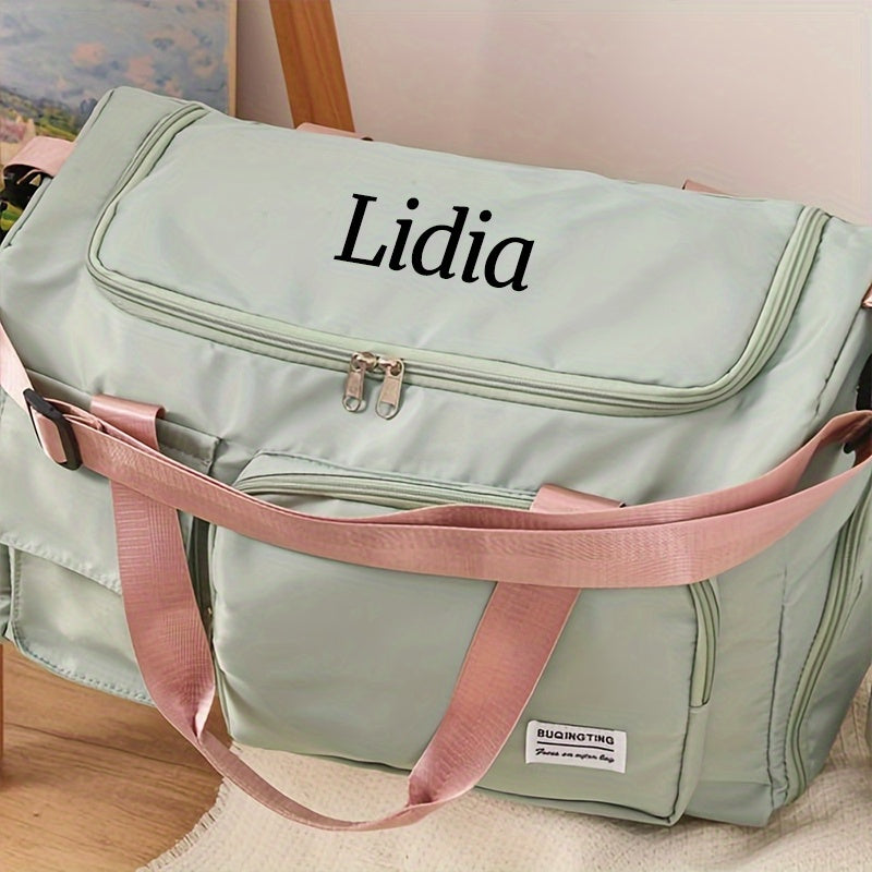 1pc Custom Name Embroidered Luggage Bag with Multiple Compartments for Easy Storage