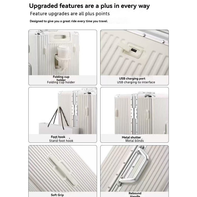 Thickened Suitcase 24\u002F26 Inch for Women - Reinforced Aluminum Frame Enhances Drop Resistance