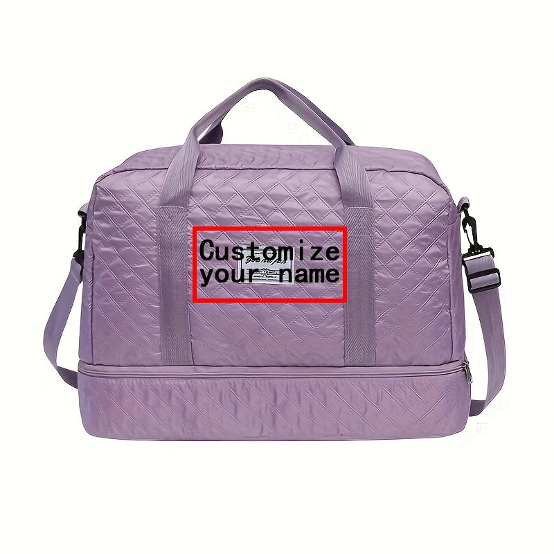 Personalized Quilted Travel Luggage Bag with Custom Name, Women'S Check-In Bag