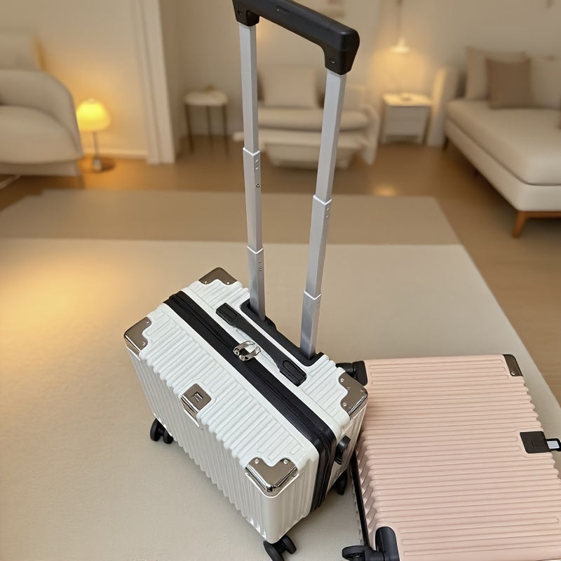 18-Inch Stylish Mini Trolley Suitcase with Three-Section Design