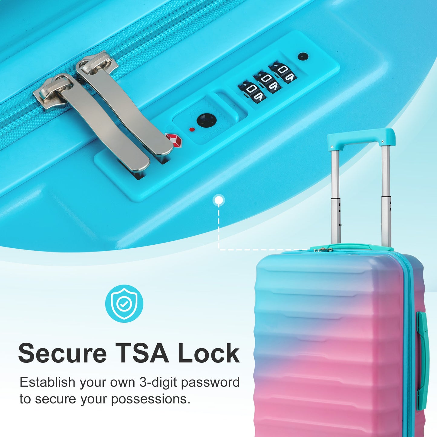 1pc Large 20\u002F24\u002F28-Inch Hardshell ABS+PC Suitcase with TSA Lock