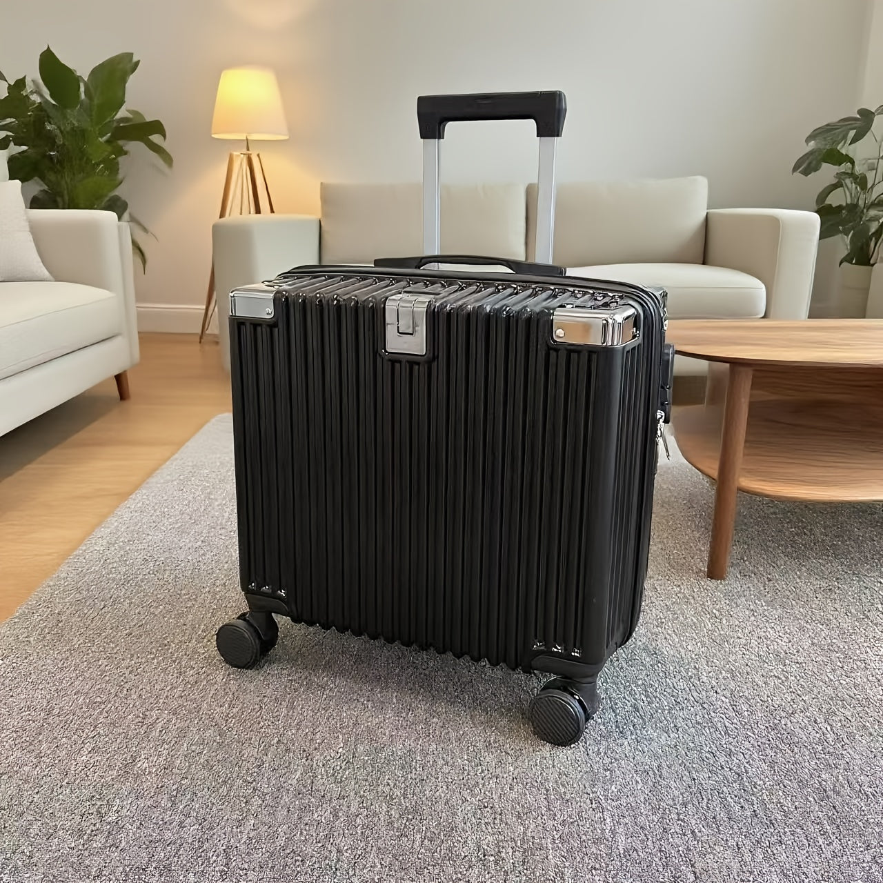 18-Inch Stylish Mini Trolley Suitcase with Three-Section Design