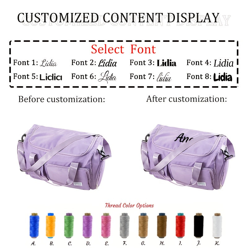 1pc Custom Name Embroidered Luggage Bag with Multiple Compartments for Easy Storage
