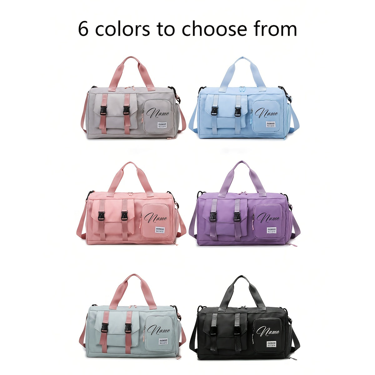 Travel Bag - Personalized Durable Polyester Shoulder Bag with Multiple Pockets, Adjustable Strap