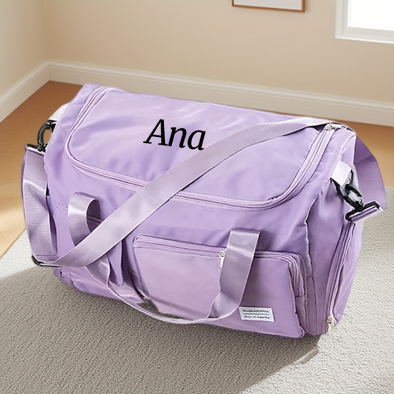 1pc Custom Name Embroidered Luggage Bag with Multiple Compartments for Easy Storage