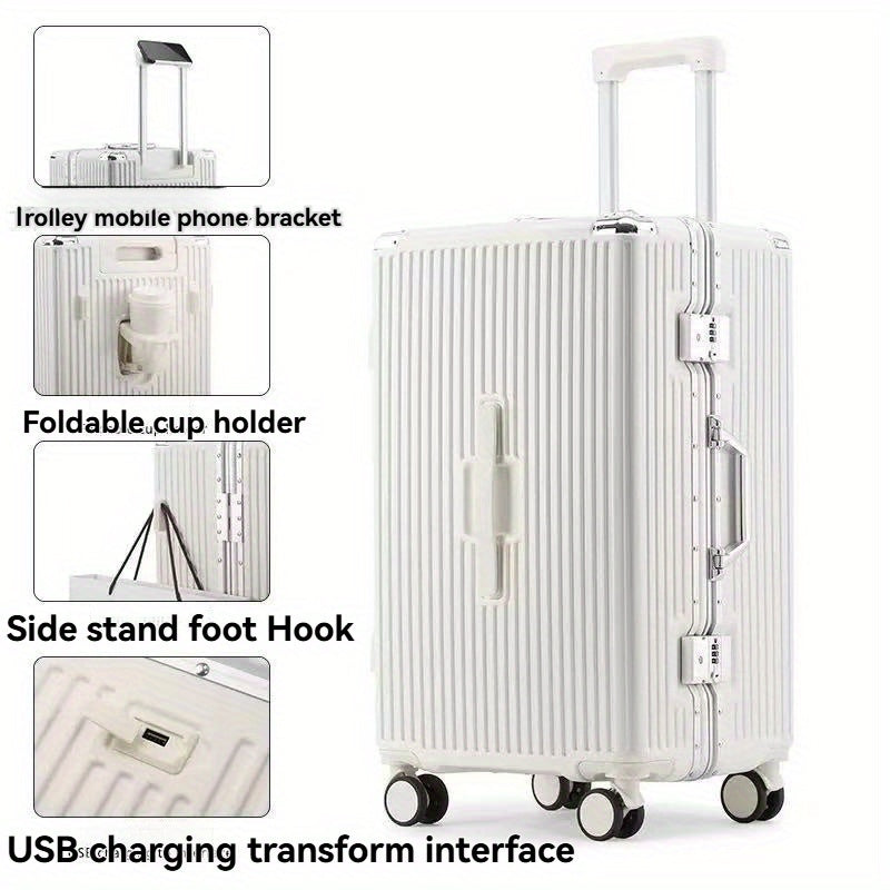 20-26 Inch Thickened Aluminum Frame Carry-On Suitcase with TSA Lock