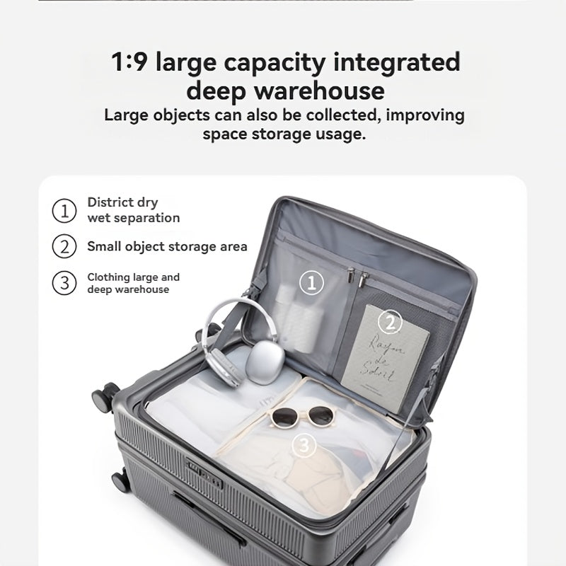 1pc Large Suitcase with USB Charging Ports