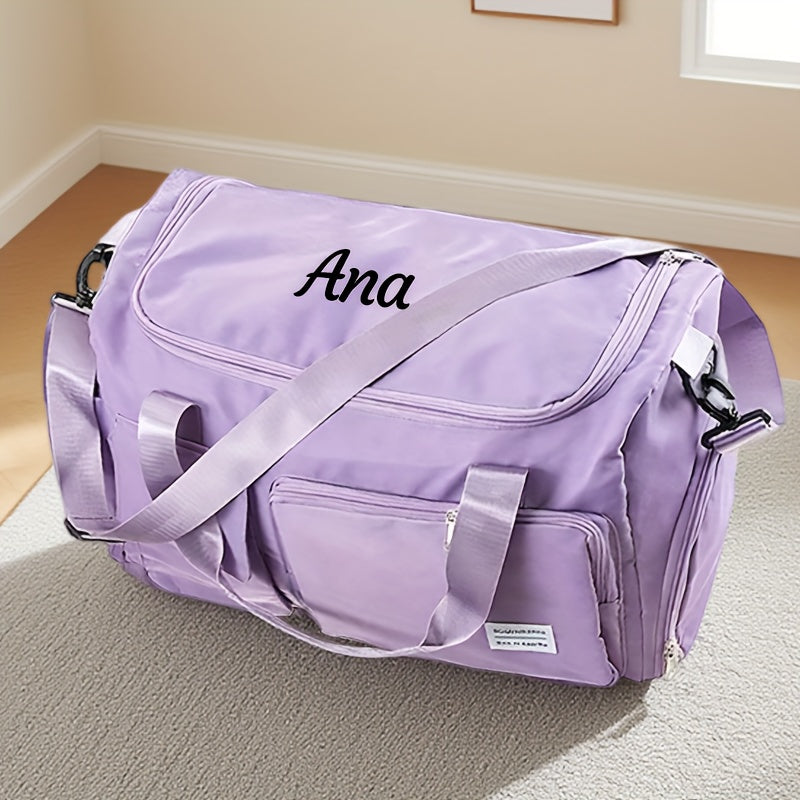 1pc Custom Name Embroidered Luggage Bag with Multiple Compartments for Easy Storage
