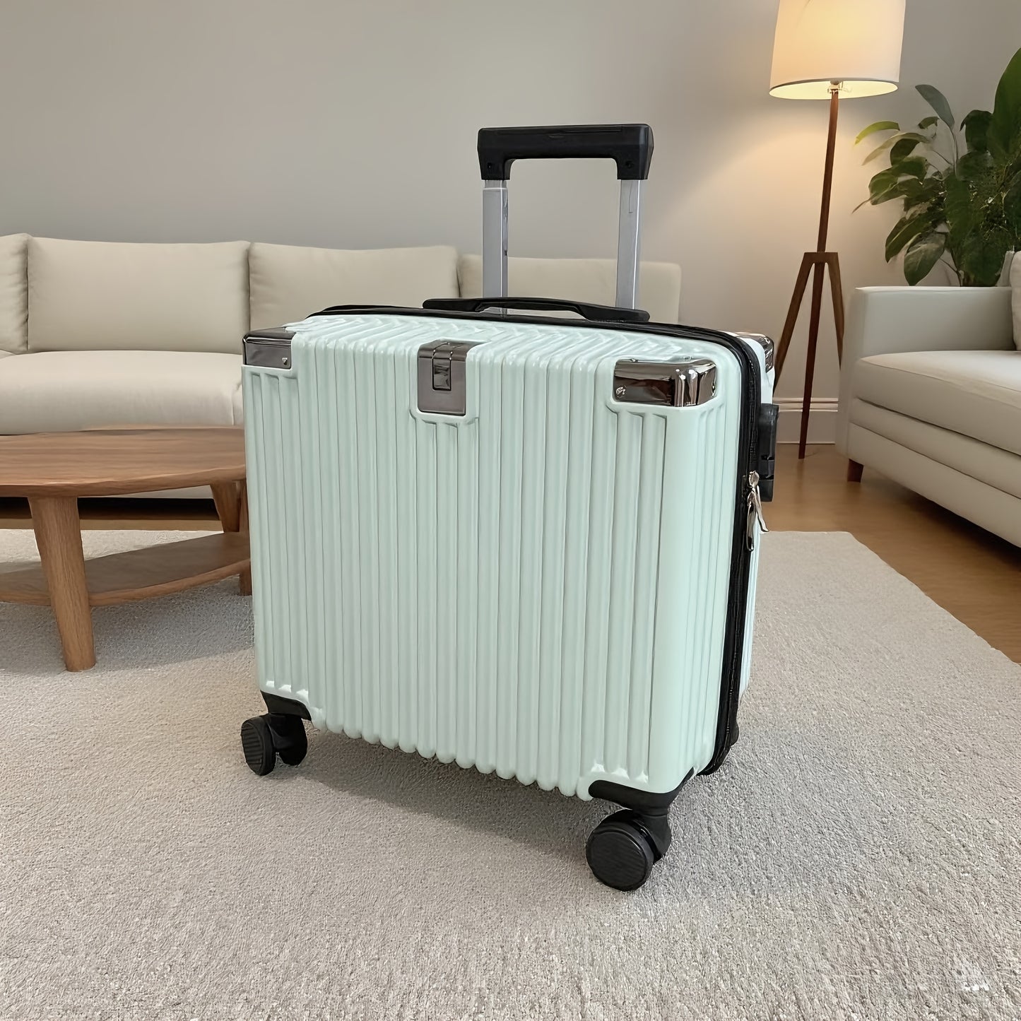 18-Inch Stylish Mini Trolley Suitcase with Three-Section Design