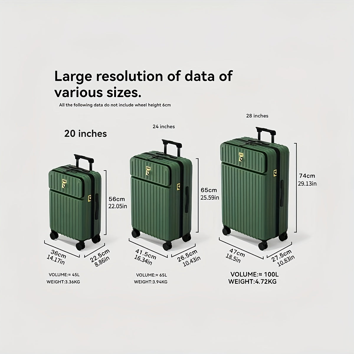 20\u002F24\u002F28 Inch PC Material Pull-on Luggage Set - Multiple Colors Available