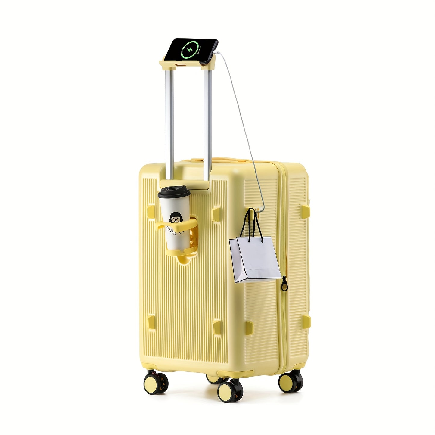 1pc Large Suitcase with USB Charging Ports