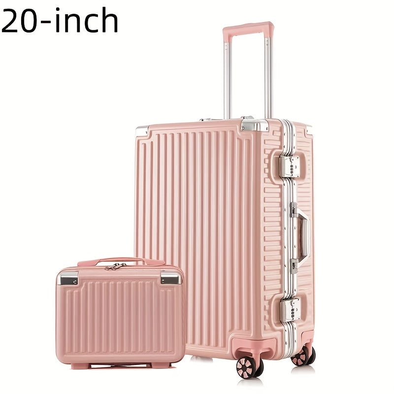 20-inch Aluminum Frame Carry-On Suitcase - Light Luxury ABS Hardshell Luggage with Password Lock