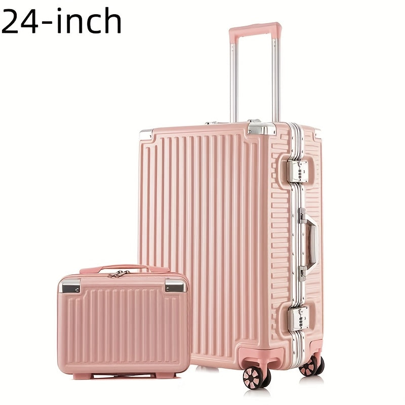 20-inch Aluminum Frame Carry-On Suitcase - Light Luxury ABS Hardshell Luggage with Password Lock
