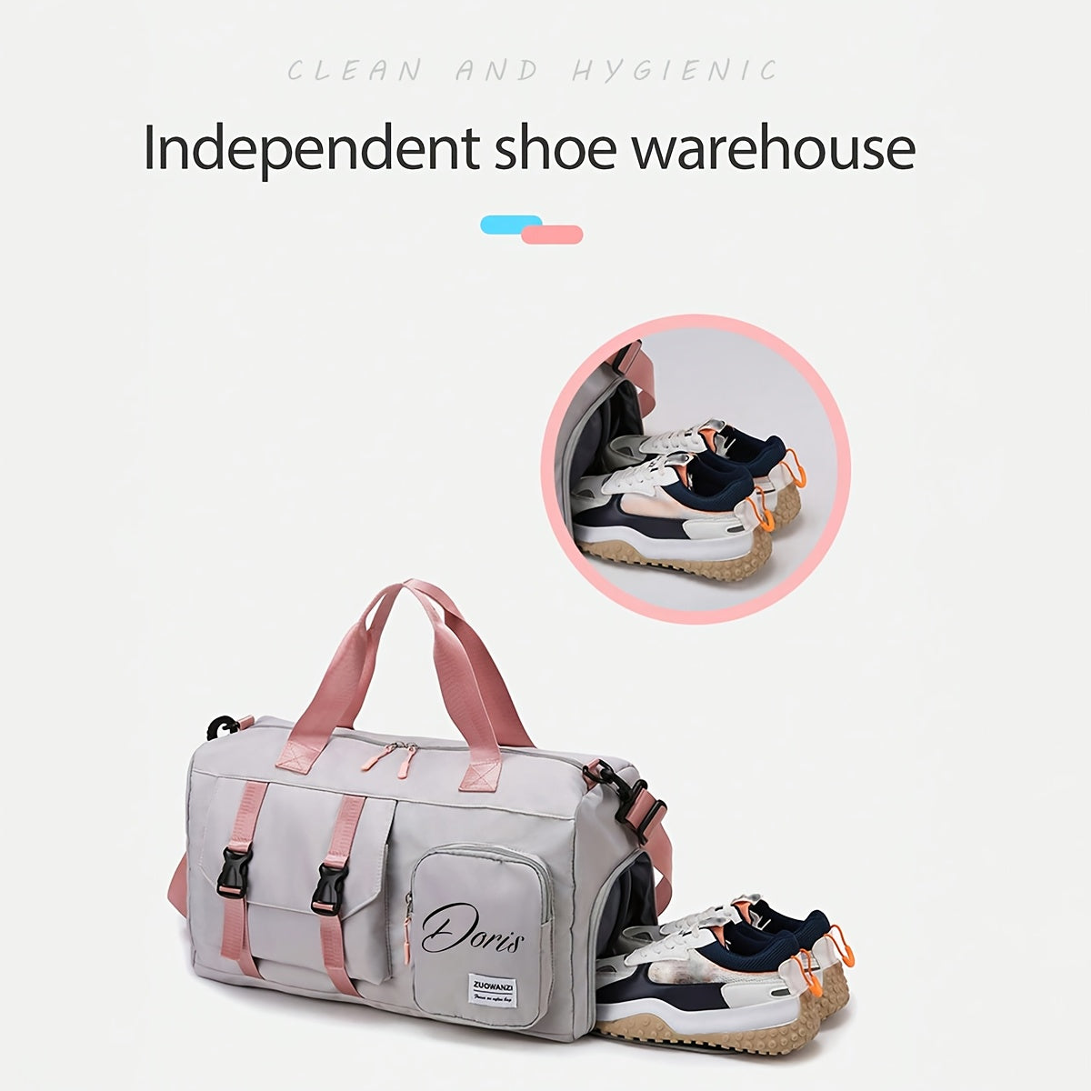 Travel Bag - Personalized Durable Polyester Shoulder Bag with Multiple Pockets, Adjustable Strap