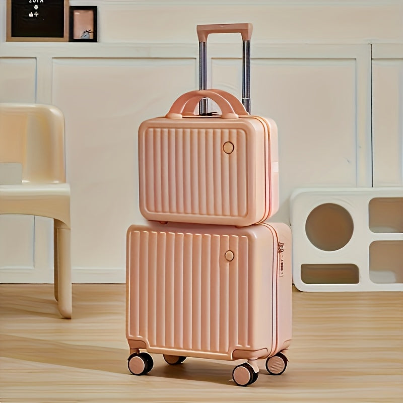 18-Inch Pink Minimalist Hard Shell Spinner Luggage with Phone Stand