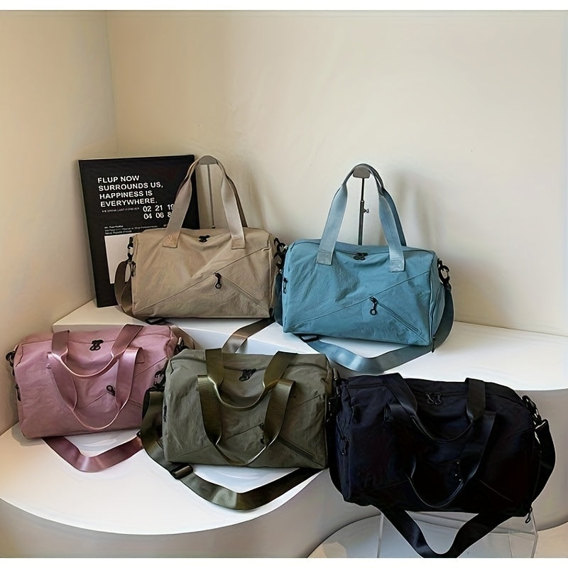 Women's Large Capacity Heavy-Duty Nylon Gym Duffel Bag with Wet\u002FDry Shoe Compartment