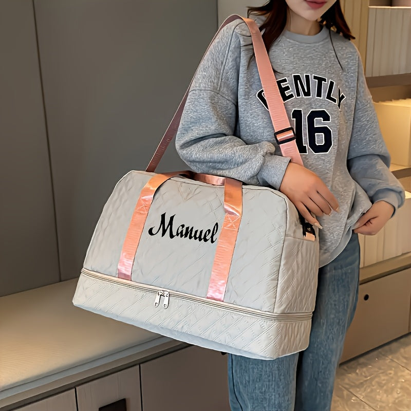 Personalized Quilted Travel Luggage Bag with Custom Name, Women'S Check-In Bag