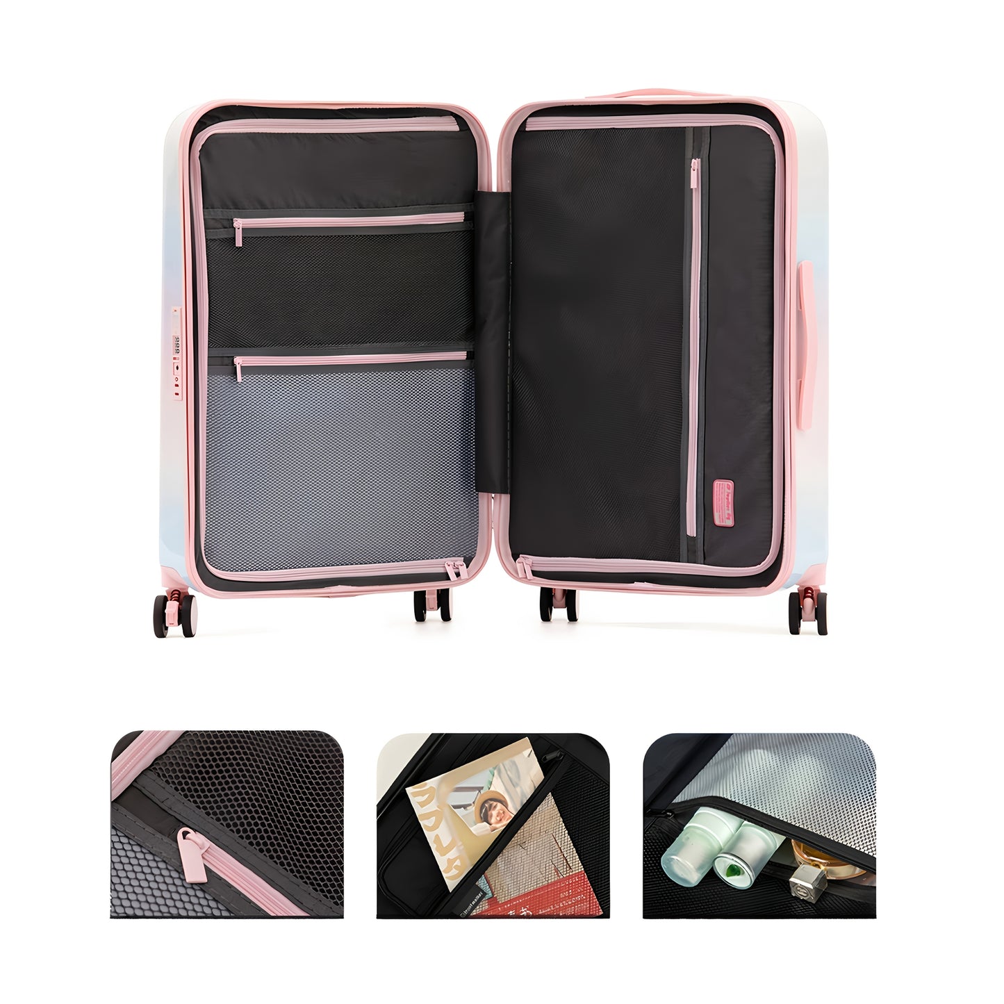1pc of Stylish 28-Inch Gradient Color Suitcase, Multifunctional Carry-On Luggage
