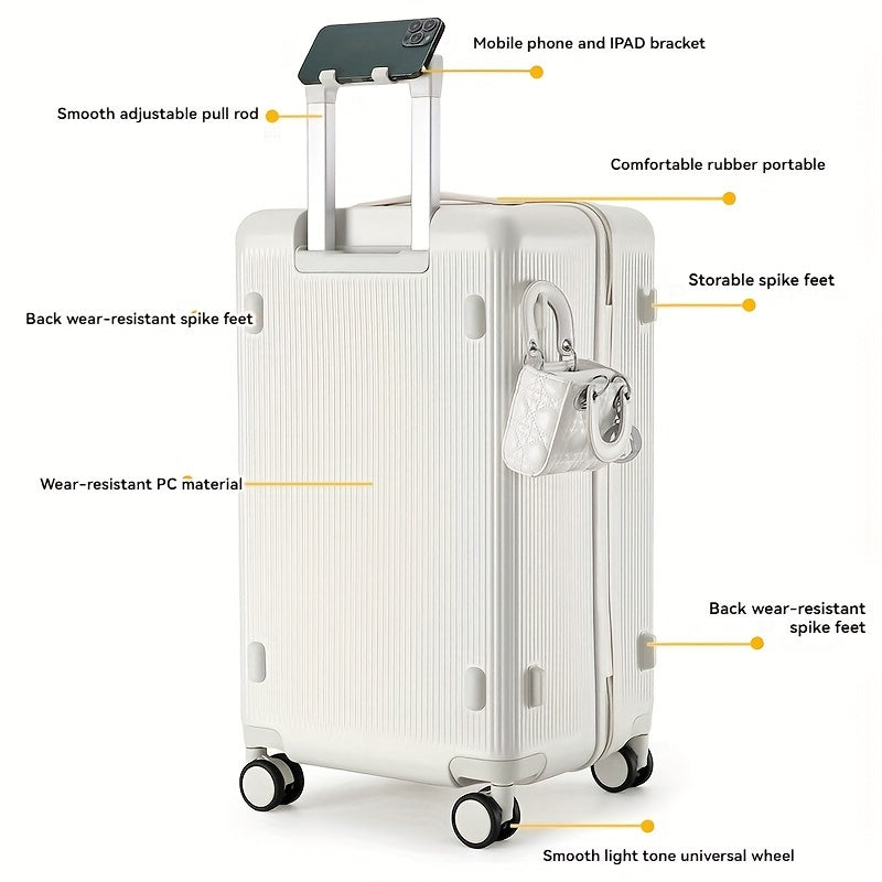 1pc Large Capacity Thickened Trolley Suitcase with Quiet Omni-Wheels