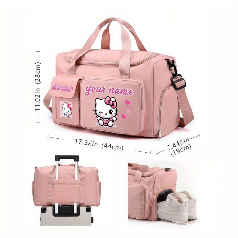Sanrio Hello Kitty Foldable Travel Duffle Bag with Shoe Compartment & Wet