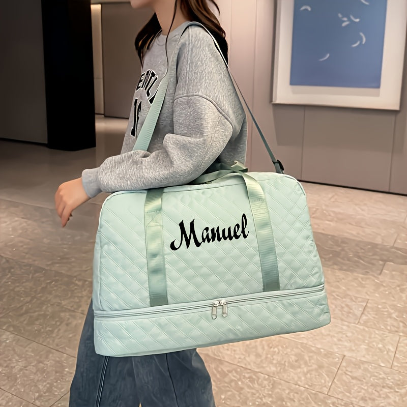 Personalized Quilted Travel Luggage Bag with Custom Name, Women'S Check-In Bag