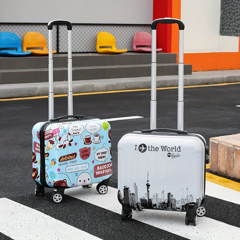 Cute Mini 18-Inch Spinner Suitcase with Silent Wheels – Adorable Animal & Food Design