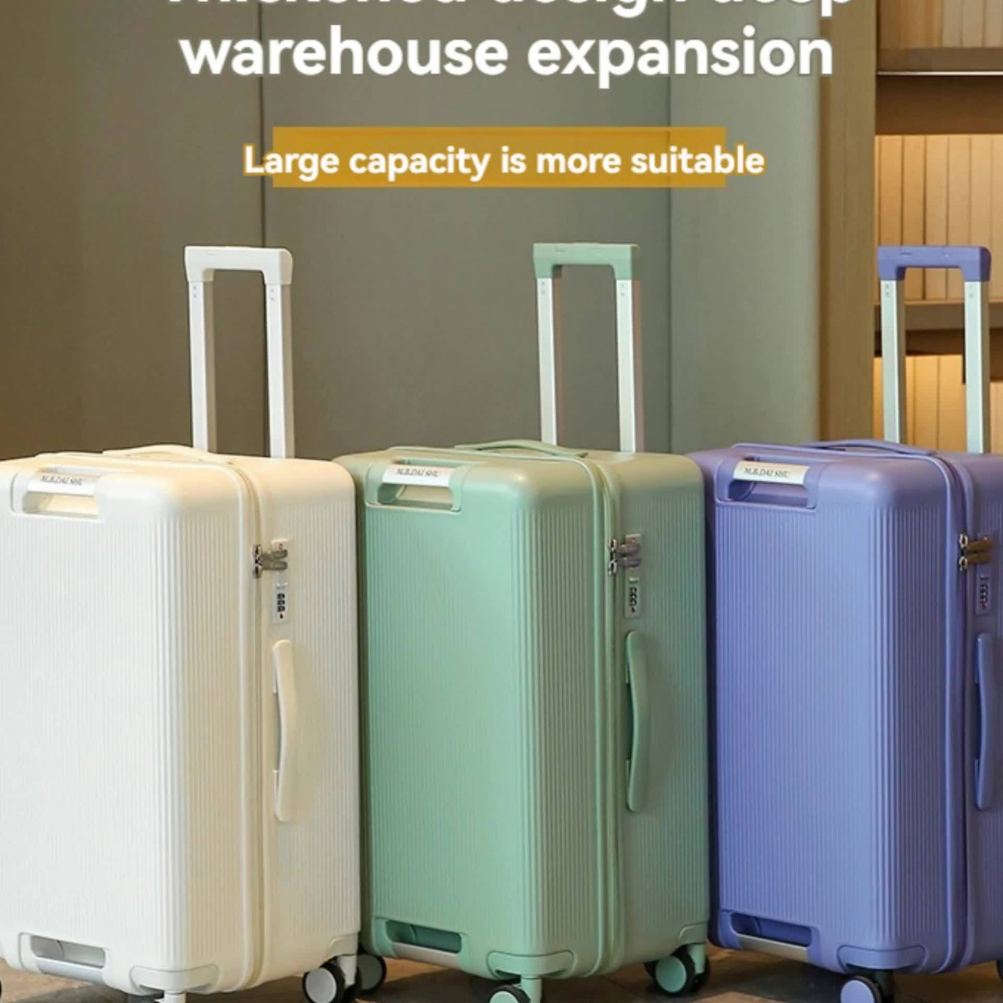 1pc Large Capacity Thickened Trolley Suitcase with Quiet Omni-Wheels