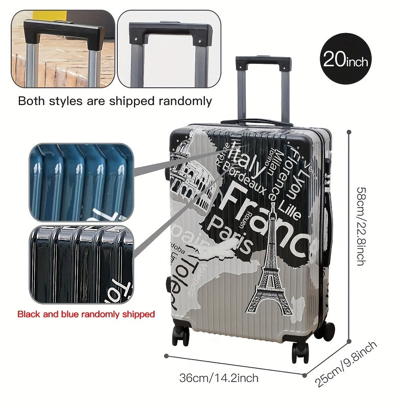 Fashion Graffiti 24-Inch Large Capacity Luggage with Spinner Wheels, TSA Lock