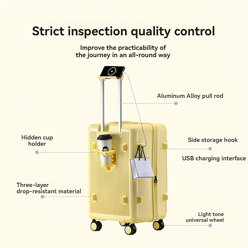 1pc Large Suitcase with USB Charging Ports