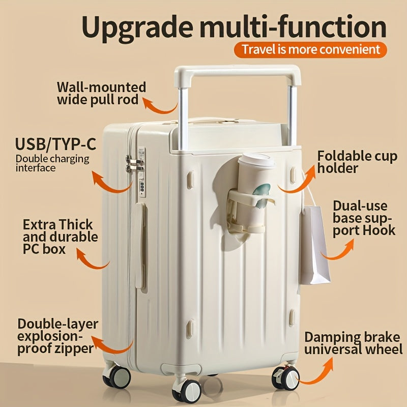1pc of large capacity luggage with multifunctional enlarged trolley case