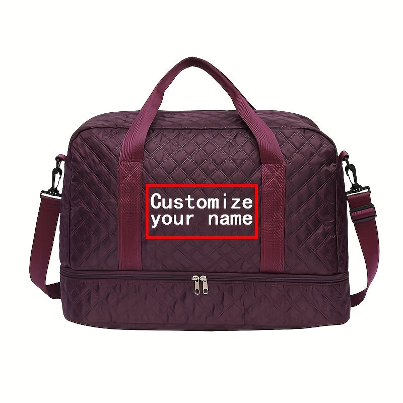 Personalized Quilted Travel Luggage Bag with Custom Name, Women'S Check-In Bag