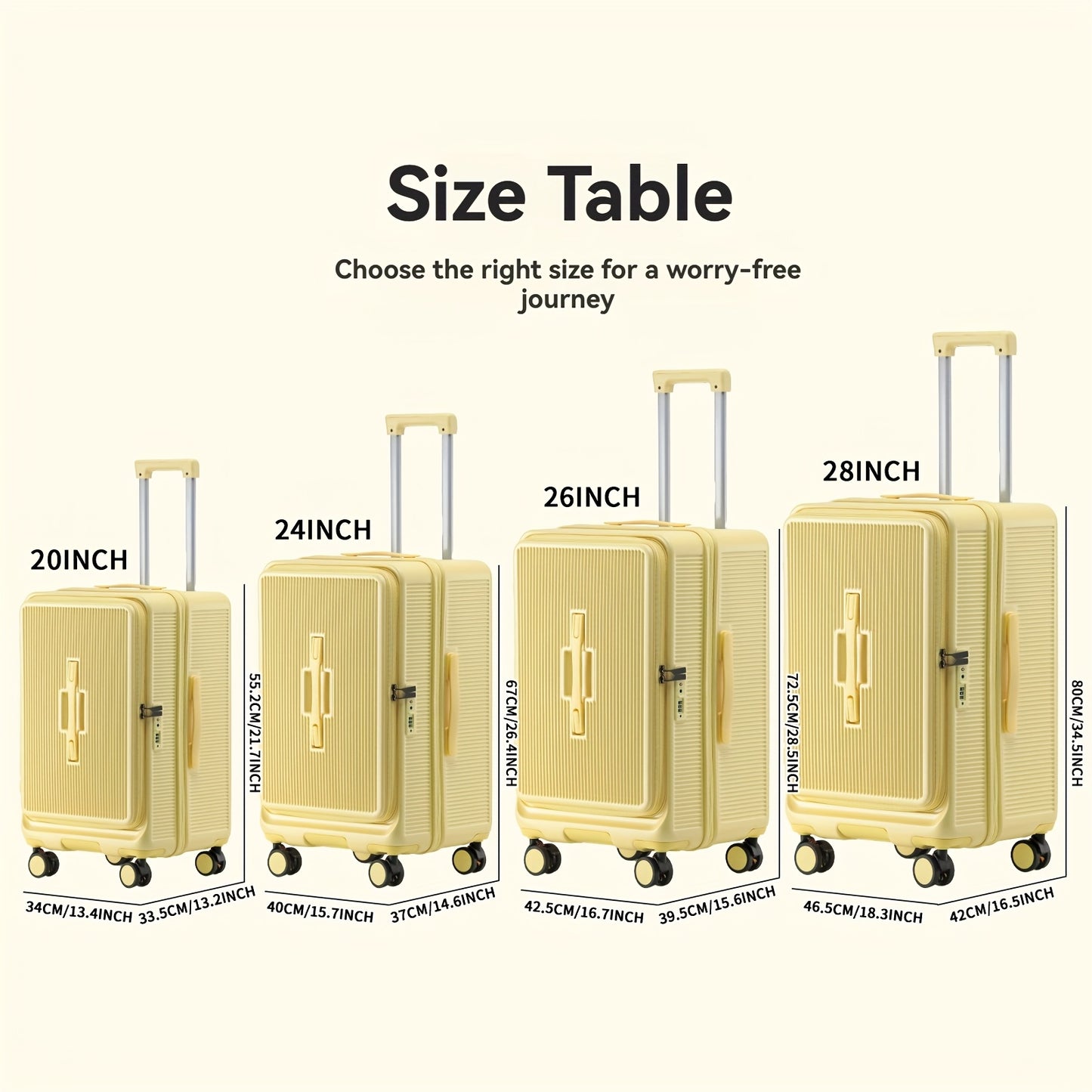 1pc Large Suitcase with USB Charging Ports