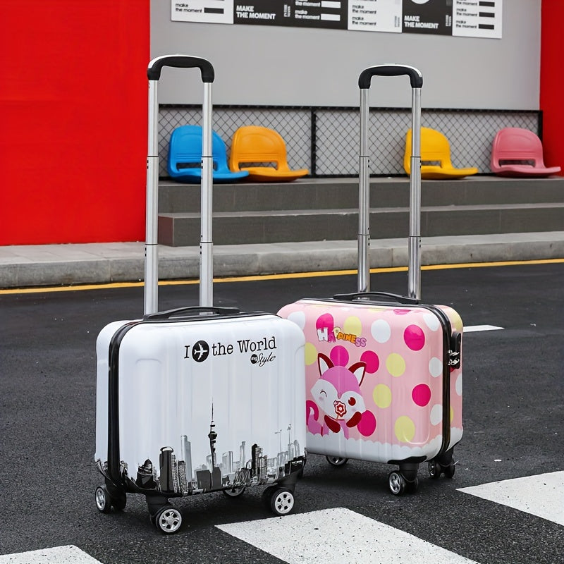 Cute Mini 18-Inch Spinner Suitcase with Silent Wheels – Adorable Animal & Food Design