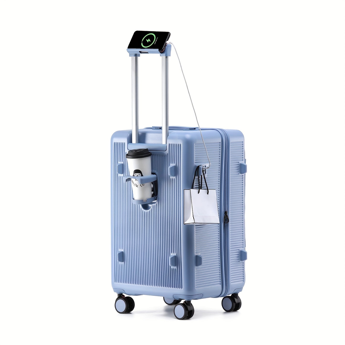 1pc Large Suitcase with USB Charging Ports