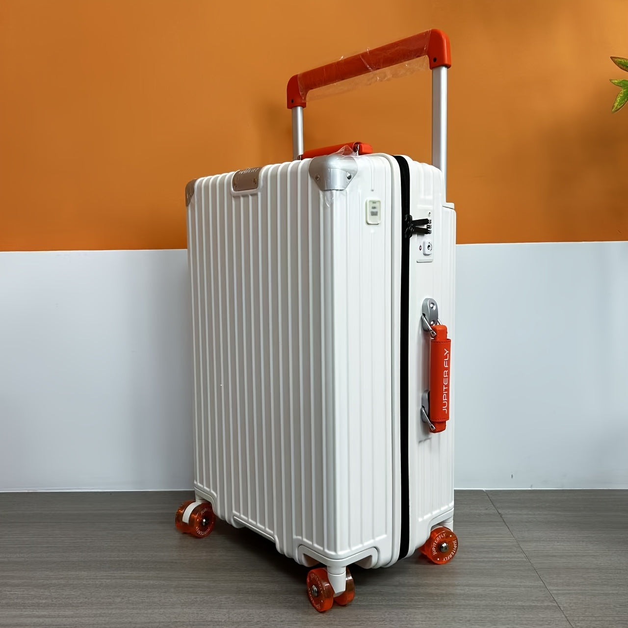 Wide Pull Handle Zipper PC Material Transparent Wheel Combination Lock Suitcase Handle with Cup Holder Travel Box Suitable for Moving and Travel Use