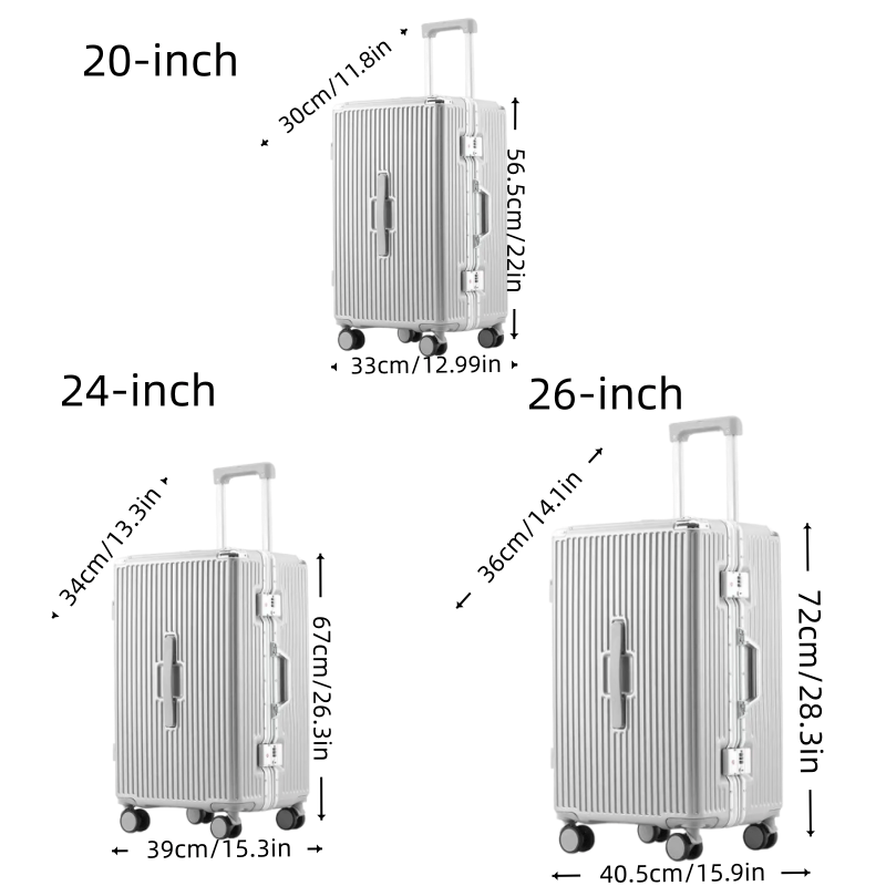 Thickened Suitcase 24\u002F26 Inch for Women - Reinforced Aluminum Frame Enhances Drop Resistance