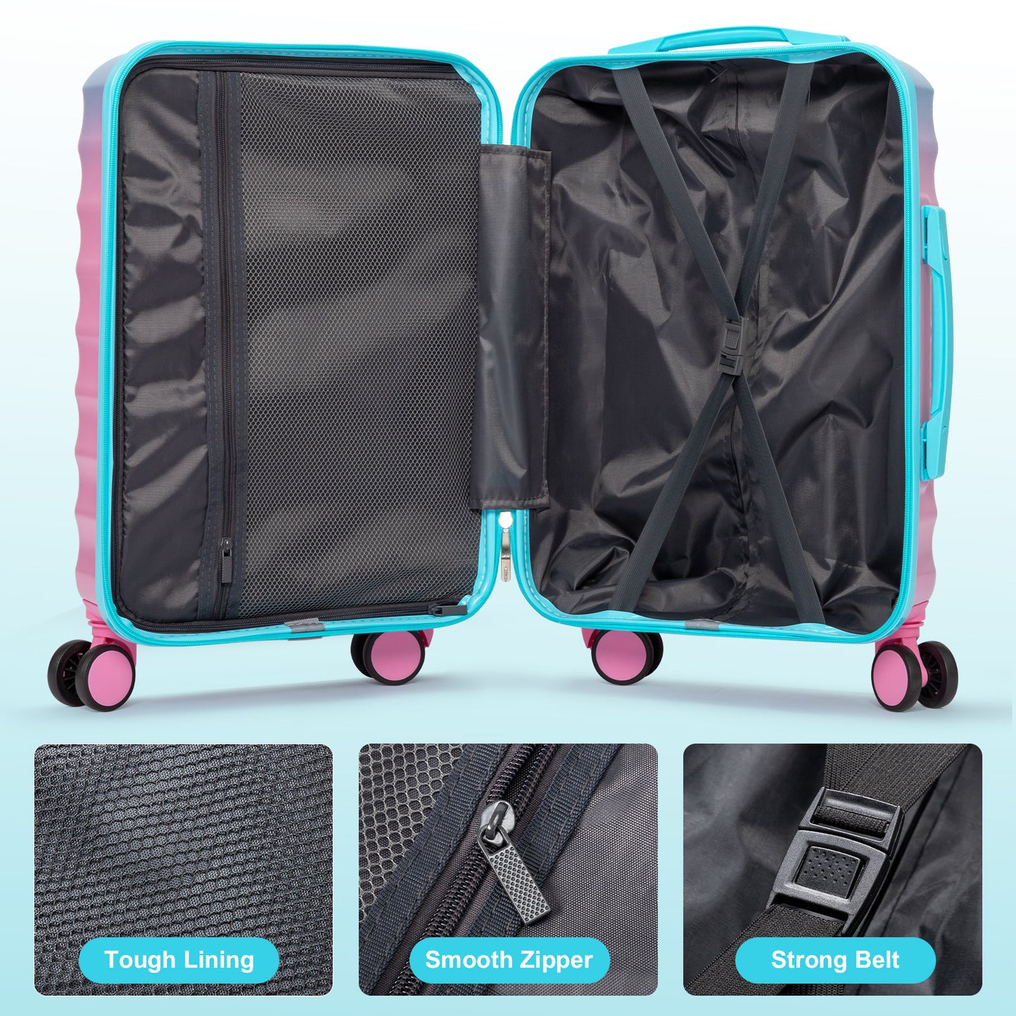 1pc Large 20\u002F24\u002F28-Inch Hardshell ABS+PC Suitcase with TSA Lock